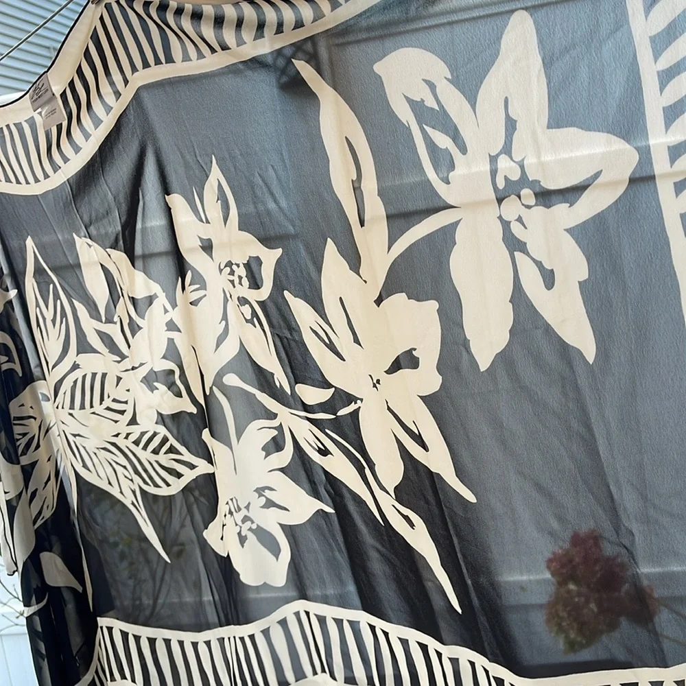 Black & Cream Color Chiffon Shawl / Wrap